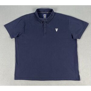 Wimbledon Polo Shirt Mens 2XL Navy Blue Geometric AFC Tennis Prep Crest
